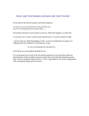 What Are Twin Primes and How Are They Found?
