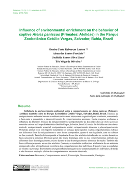 Influence of Environmental Enrichment on the Behavior of Captive