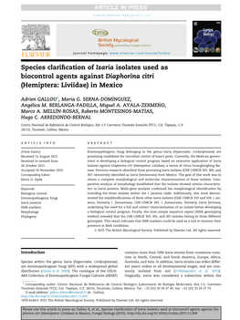 Species Clarification of Isaria Isolates Used As Biocontrol Agents Against