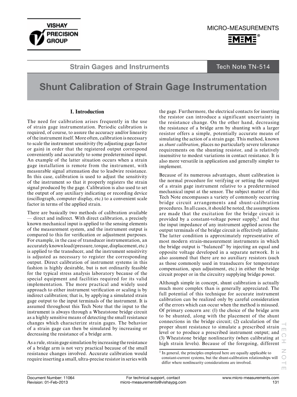 Shunt Calibration of Strain Gage Instrumentation