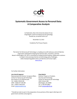 Systematic Government Access to Personal Data: a Comparative Analysis