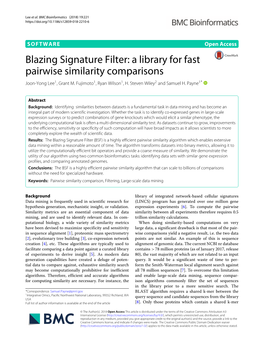 Blazing Signature Filter: a Library for Fast Pairwise Similarity Comparisons Joon-Yong Lee1, Grant M