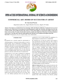 Commercial Art: Doors of Success for an Artist