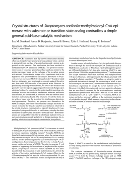 Crystal Structures of Streptomyces Coelicolor Methylmalonyl-Coa Epi