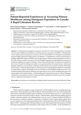 Patient-Reported Experiences in Accessing Primary Healthcare Among Immigrant Population in Canada: a Rapid Literature Review