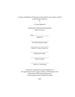 Acoustic and Magnetic Techniques for the Isolation and Analysis of Cells in Microfluidic Platforms By