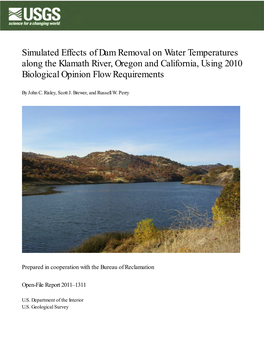 Simulated Effects of Dam Removal on Water Temperatures Along the Klamath River, Oregon and California, Using 2010 Biological Opinion Flow Requirements