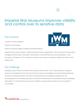 Imperial War Museums Improves Visibility and Control Over Its Sensitive Data