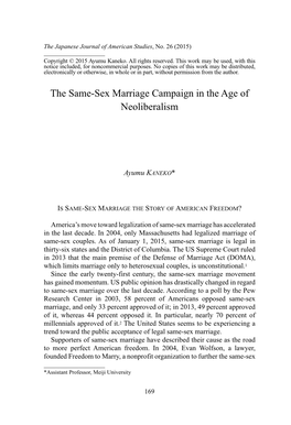 The Same-Sex Marriage Campaign in the Age of Neoliberalism