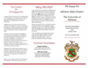 Why Phi Psi? Phi Kappa Psi of Let's Face It, the University of Alabama Is Phi Kappa Psi a BIG University and It's Easy to Feel Lost