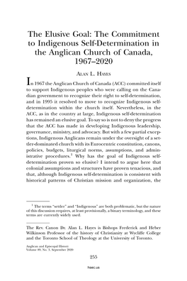 The Commitment to Indigenous Self-Determination in the Anglican Church of Canada, 1967–2020