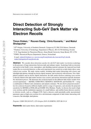 Direct Detection of Strongly Interacting Sub-Gev Dark Matter Via Electron Recoils