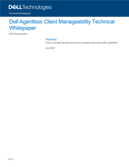 Dell Agentless Client Manageability Technical Whitepaper BIOS Development