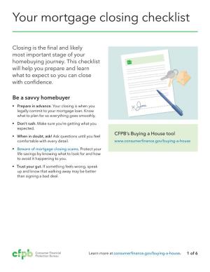 Mortgage Closing Checklist