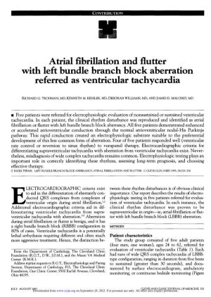 Atrial Fibrillation and Flutter with Left Bundle Branch Block Aberration Referred As Ventricular Tachycardia