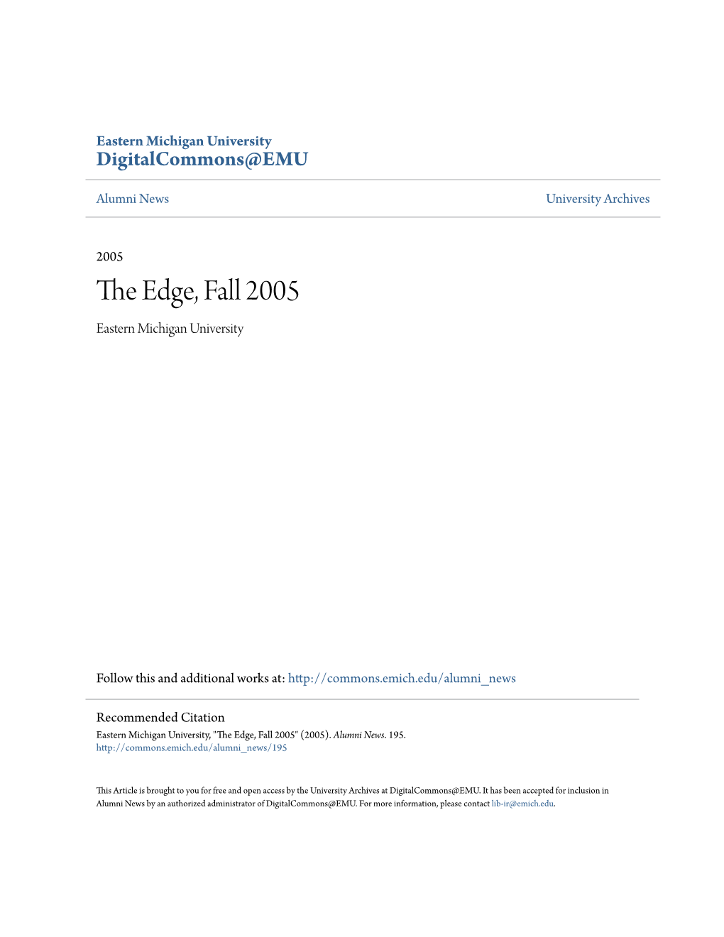 The Edge, Fall 2005