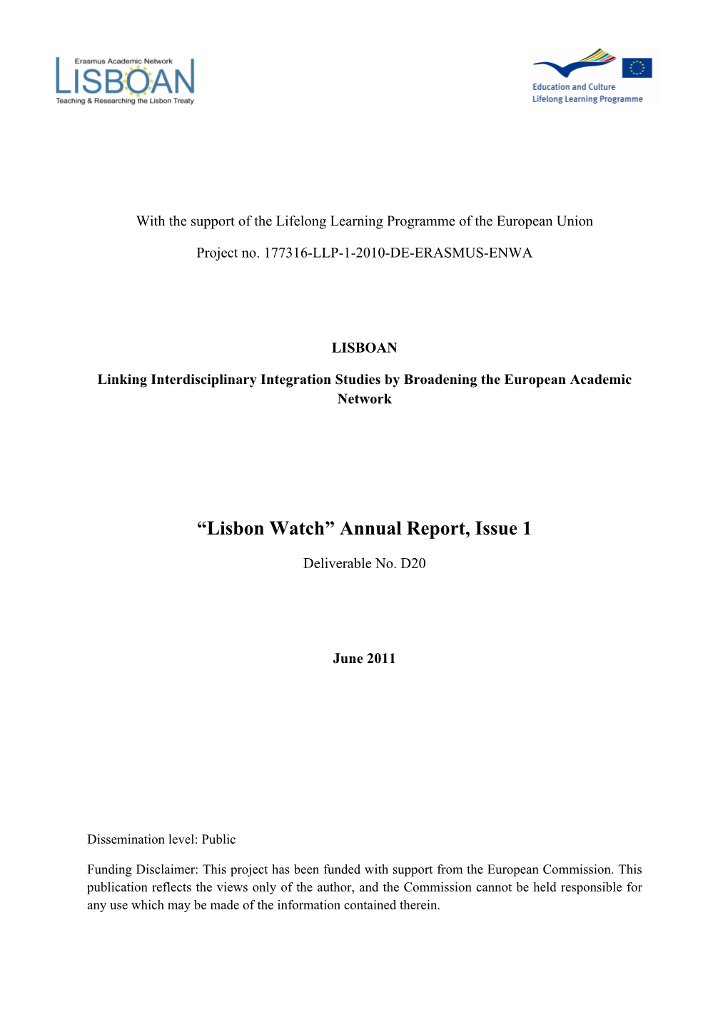 Lisbon Watch” Annual Report, Issue 1