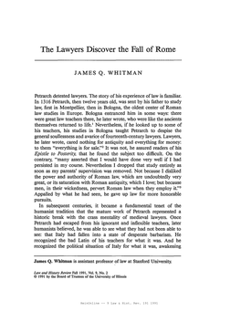 The Lawyers Discover the Fall of Rome