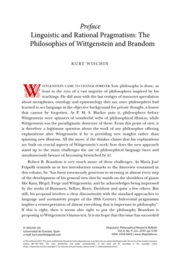 Preface Linguistic and Rational Pragmatism: the Philosophies of Wittgenstein and Brandom