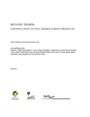 Certification of Non-Timber Forest Products