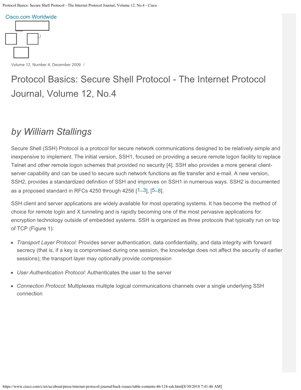 The Internet Protocol Journal, Volume 12, No.4 - Cisco