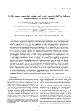 Berthierine and Chamosite Hydrothermal: Genetic Guides in the Pena˜ Colorada Magnetite-Bearing Ore Deposit, Mexico