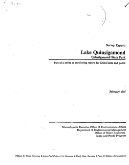 Survey Report Lake Quinsgamond Quinsigamond