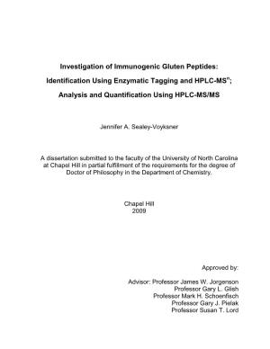 Investigation of Immunogenic Gluten Peptides