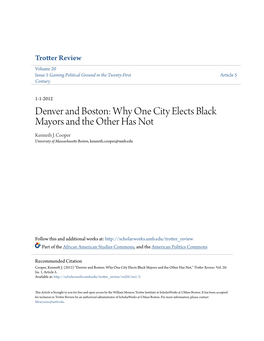 Denver and Boston: Why One City Elects Black Mayors and the Other Has Not Kenneth J