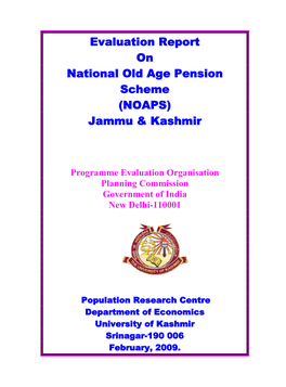 Evaluation Report on National Old Age Pension Scheme (NOAPS) Jammu & Kashmir