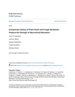 Evolutionary History of Plant Hosts and Fungal Symbionts Predicts the Strength of Mycorrhizal Mutualism