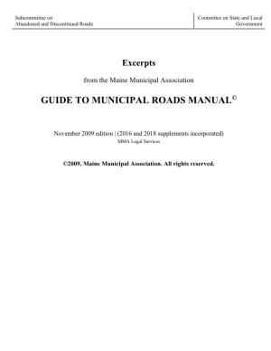 Guide to Municipal Roads Manual©