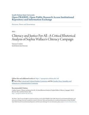 A Critical Rhetorical Analysis of Sophia Wallace's Cliteracy Campaign