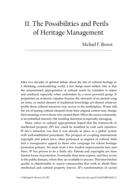 11. the Possibilities and Perils of Heritage Management