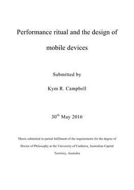 Performance Ritual and the Design of Mobile Devices