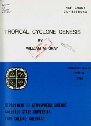 Tropical Cyclone Genesis Tropical Cyclone Genesis