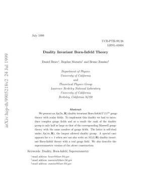 Duality Invariant Born-Infeld Theory