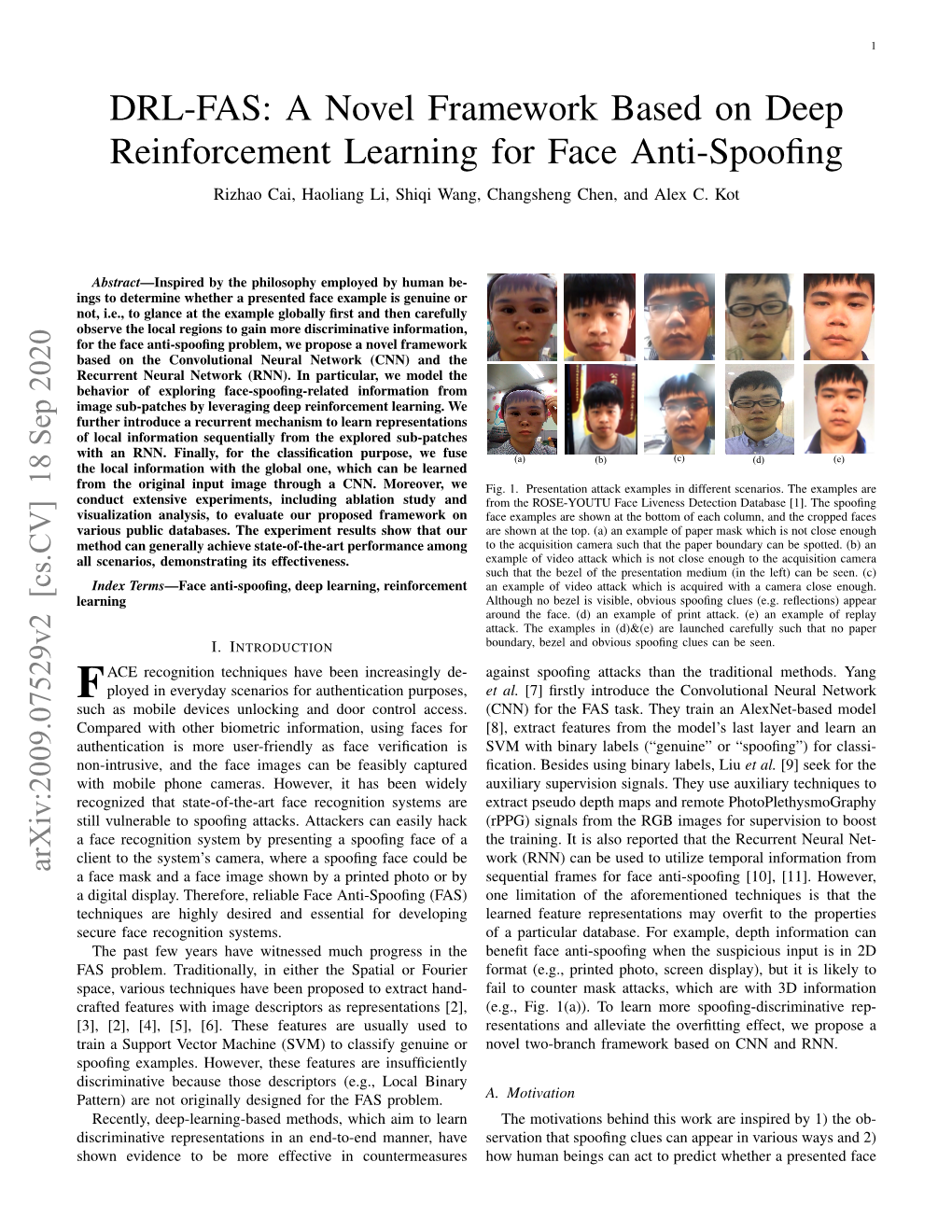 DRL-FAS: a Novel Framework Based on Deep Reinforcement Learning for Face Anti-Spoofing