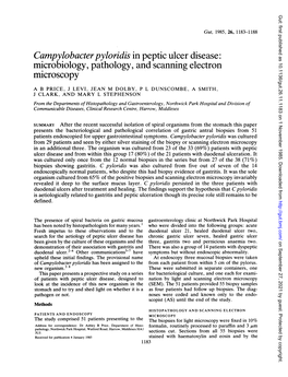 Campylobacterpyloridis in Peptic Ulcer Disease: Microbiology, Pathology, and Scanning Electron Microscopy