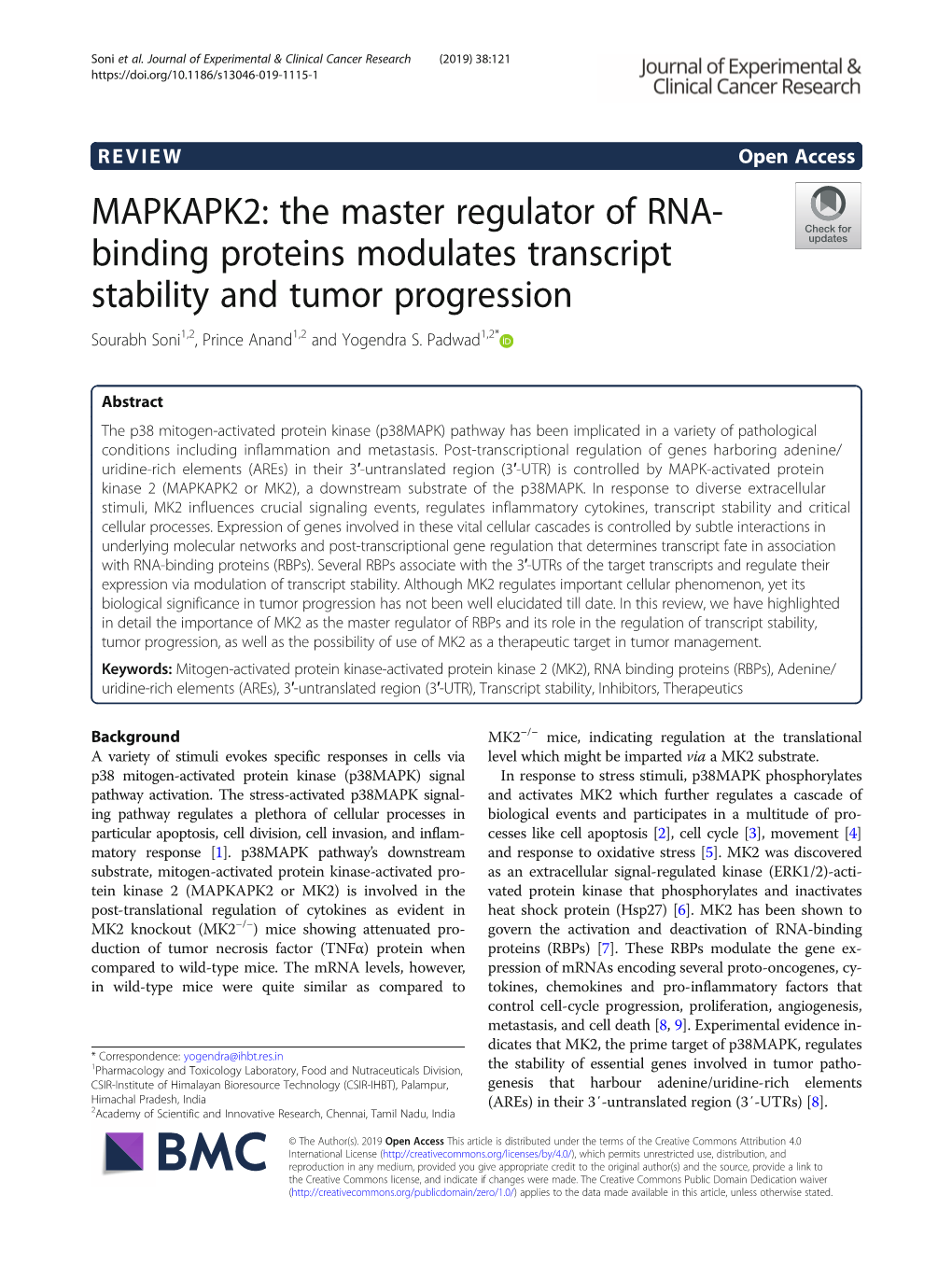 MAPKAPK2: the Master Regulator of RNA-Binding Proteins Modulates