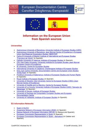 Information on the European Union from Spanish Sources