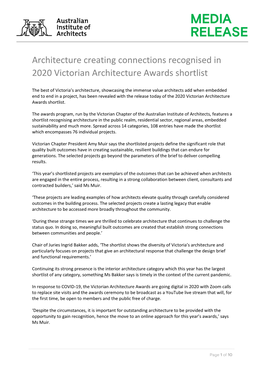 Architecture Creating Connections Recognised in 2020 Victorian Architecture Awards Shortlist