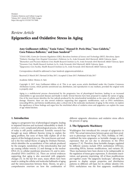 Review Article Epigenetics and Oxidative Stress in Aging