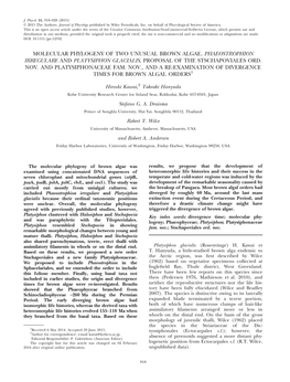 Molecular Phylogeny of Two Unusual Brown Algae, Phaeostrophion Irregulare and Platysiphon Glacialis, Proposal of the Stschapoviales Ord