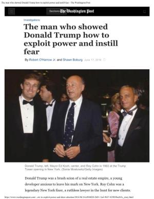 The Man Who Showed Donald Trump How to Exploit Power and Instill Fear - the Washington Post