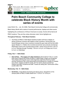 Palm Beach Community College to Celebrate Black History Month with Series of Events