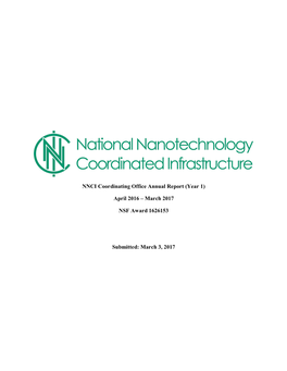 NNCI Coordinating Office Annual Report (Year 1) April 2016 – March