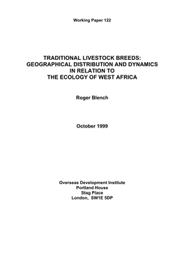 Traditional Livestock Breeds: Geographical Distribution and Dynamics in Relation to the Ecology of West Africa