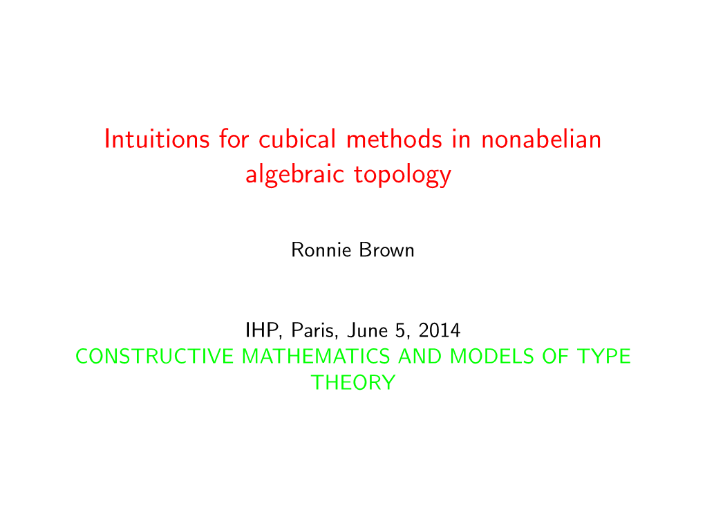 The Intuitions of Cubical Sets in Nonabelian Algebraic Topology