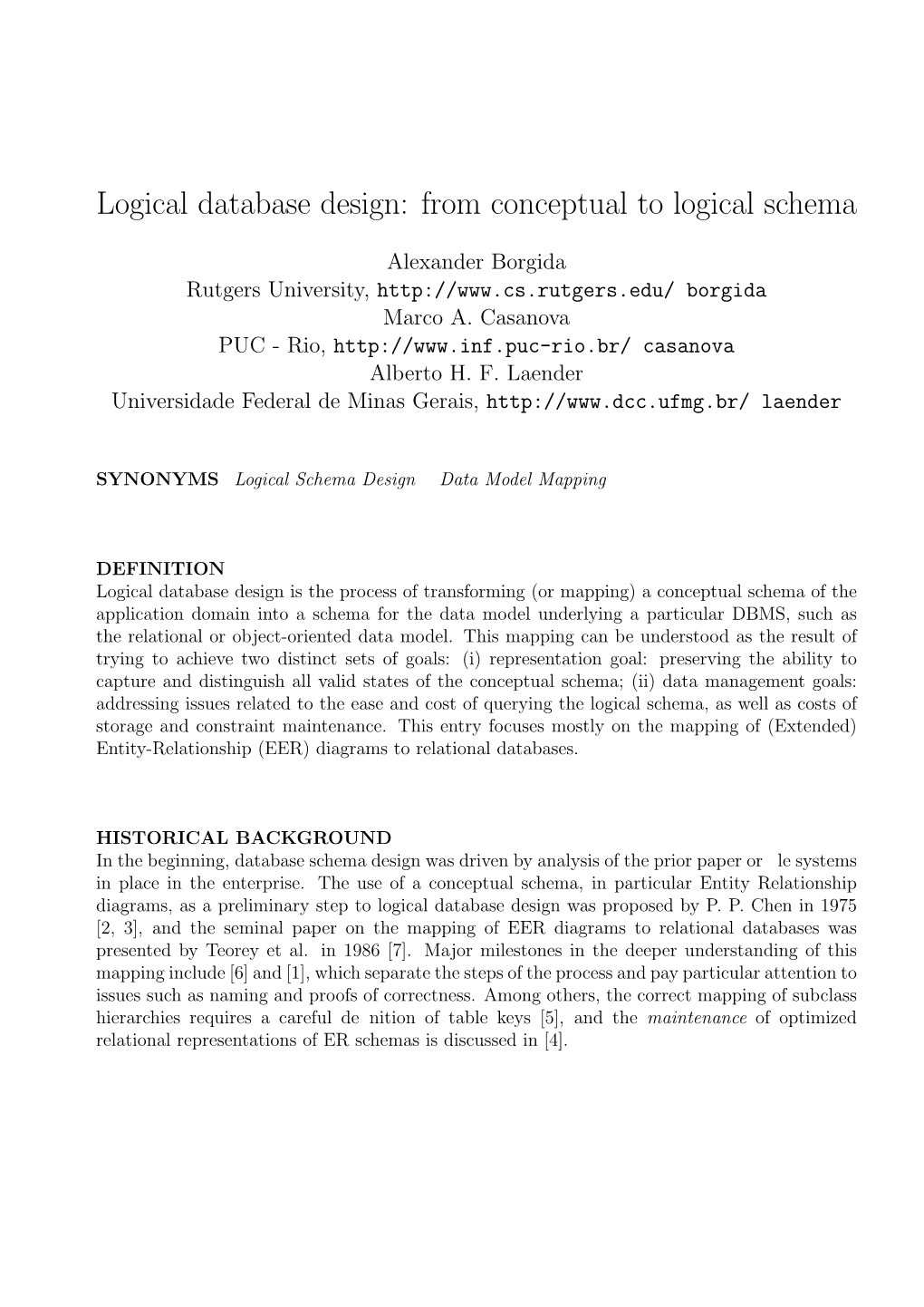 From Conceptual to Logical Schema